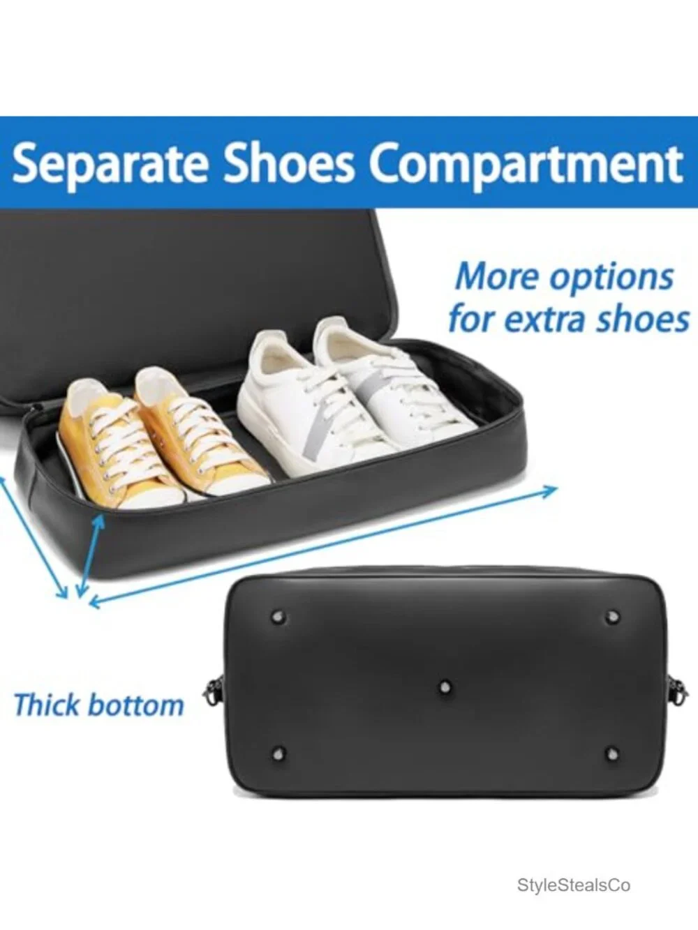 Canvas Travel Duffle Bag with Shoe Compartment Carry On Weekender